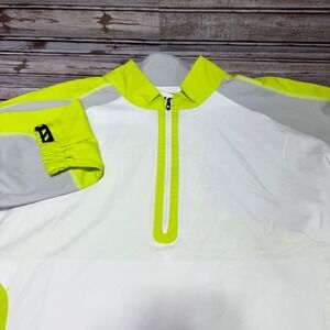 FootJoy 1/4 Zip Pullover Men Large Lime Green White Grey Logo Golf Windbreaker